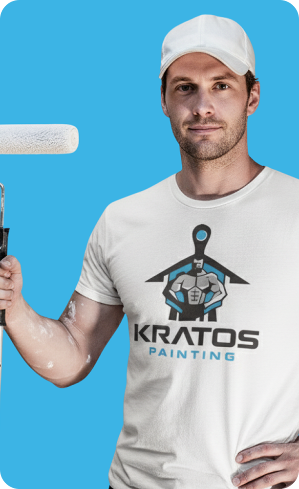 Kratos Painting worker wearing a branded shirt on a job site