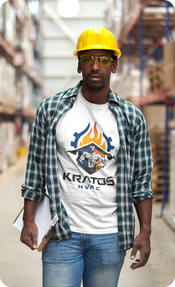 Kratos HVAC technician performing HVAC work on-site